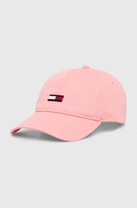 Хлопковая кепка Tommy Jeans цвет розовый однотонная