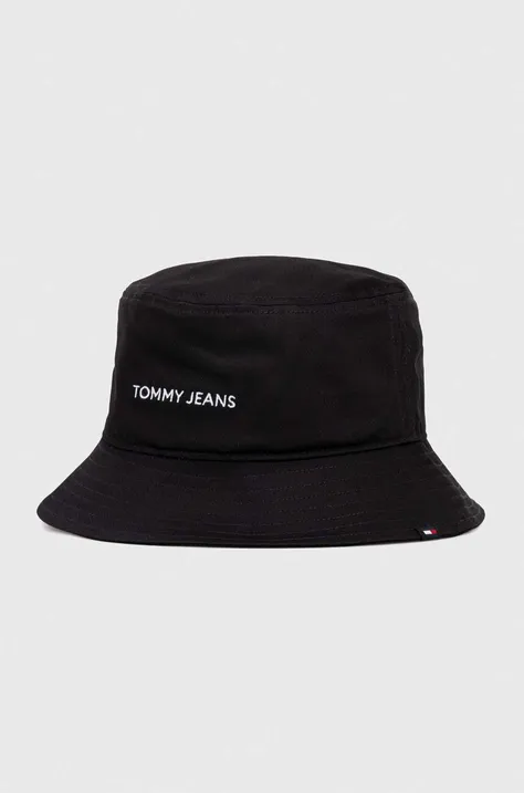 Bavlnený klobúk Tommy Jeans čierna farba, bavlnený, AW0AW15844