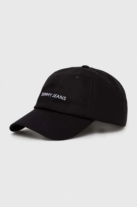 Βαμβακερό καπέλο του μπέιζμπολ Tommy Jeans χρώμα: μαύρο