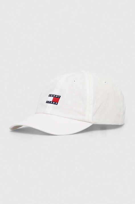 Хлопковая кепка Tommy Jeans цвет белый с аппликацией