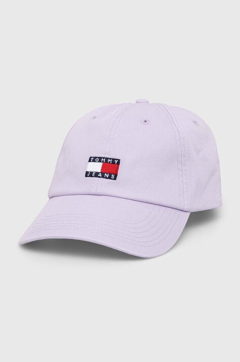 Хлопковая кепка Tommy Jeans цвет фиолетовый с аппликацией