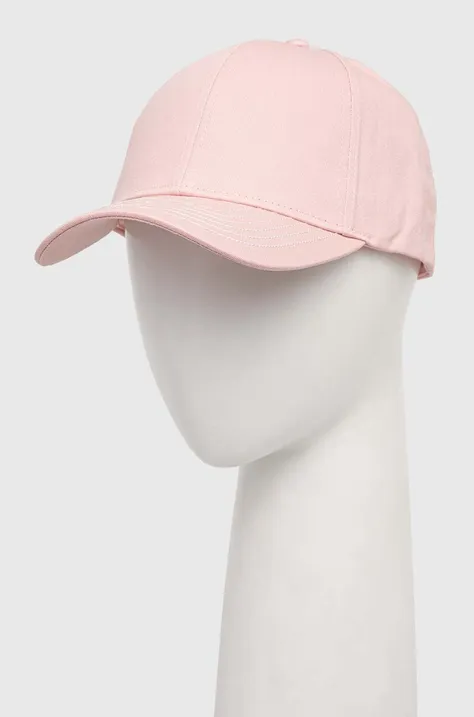 Хлопковая кепка Guess цвет розовый с аппликацией