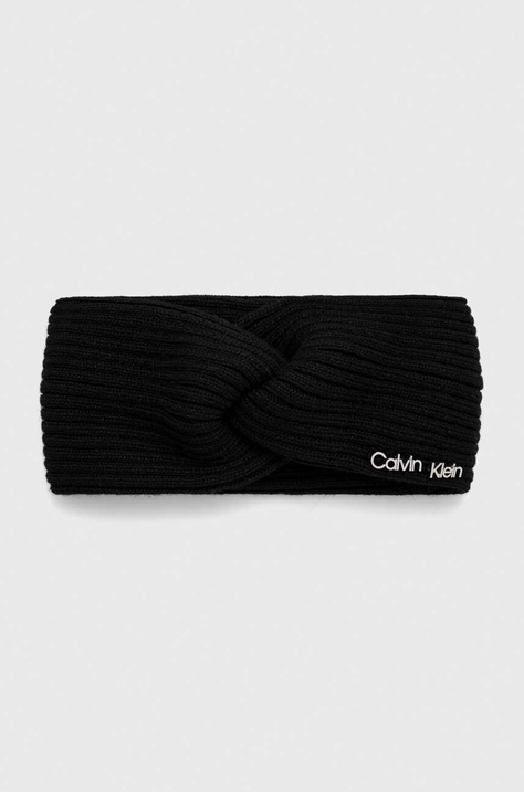 Calvin Klein bentiță din amestec de lână culoarea negru K60K611400