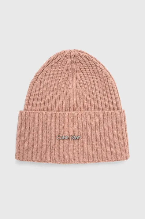Kapa s dodatkom vune Calvin Klein boja: ružičasta