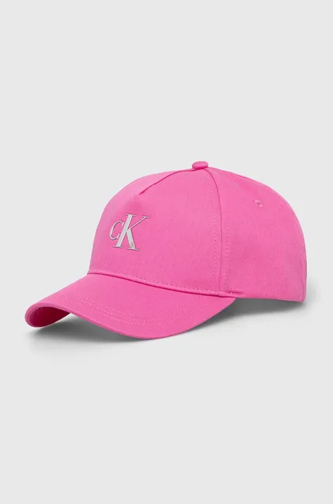 Хлопковая кепка Calvin Klein Jeans цвет розовый с аппликацией
