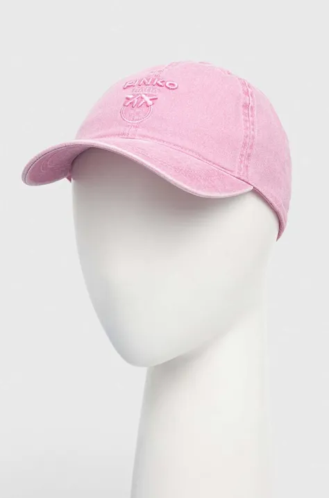 Хлопковая кепка Pinko цвет розовый однотонная