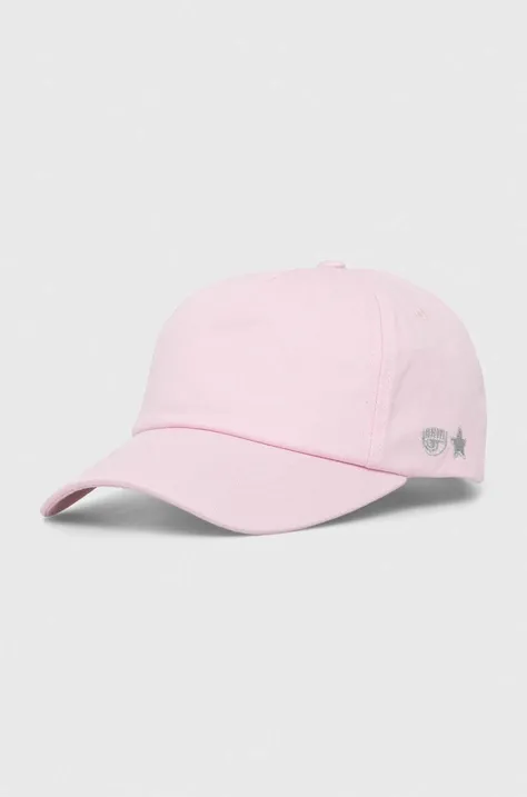Хлопковая кепка Chiara Ferragni цвет розовый однотонная