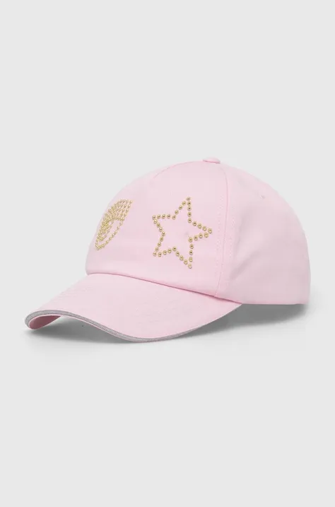 Chiara Ferragni berretto da baseball in cotone colore rosa con applicazione