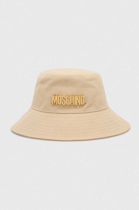 Moschino palarie din bumbac culoarea bej, bumbac