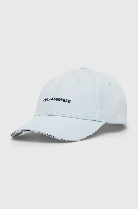 Karl Lagerfeld czapka z daszkiem bawełniana kolor niebieski