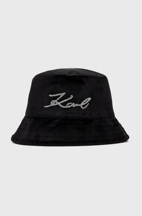 Karl Lagerfeld kapelusz welurowy kolor czarny