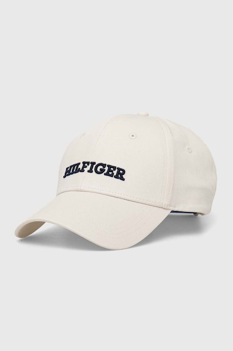 Βαμβακερό καπέλο του μπέιζμπολ Tommy Hilfiger χρώμα: άσπρο