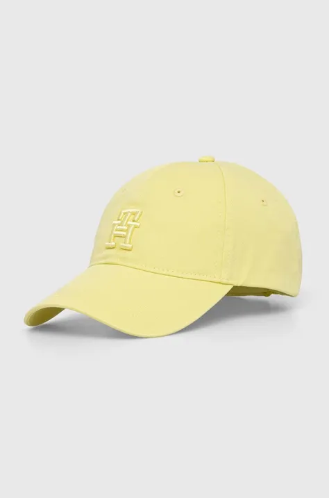 Хлопковая кепка Tommy Hilfiger цвет жёлтый с аппликацией AW0AW16170