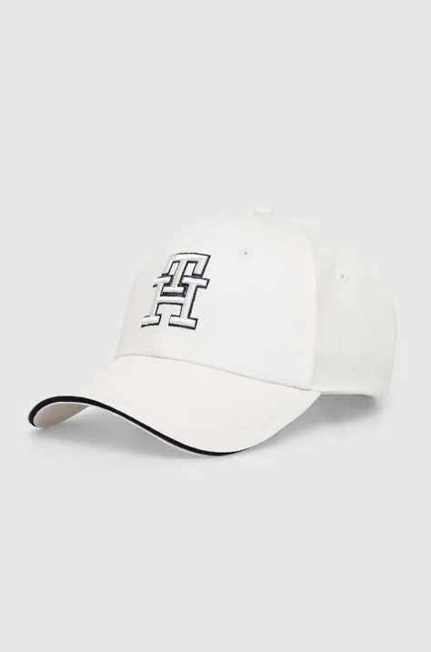 Tommy Hilfiger șapcă de baseball din bumbac culoarea alb, cu imprimeu AW0AW16177