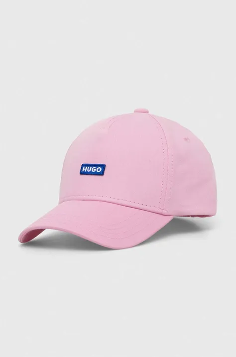 Bavlněná baseballová čepice Hugo Blue růžová barva, s aplikací, 50522291