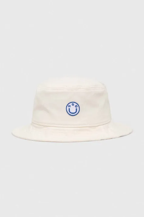 Шляпа из хлопка Hugo Blue цвет белый хлопковый