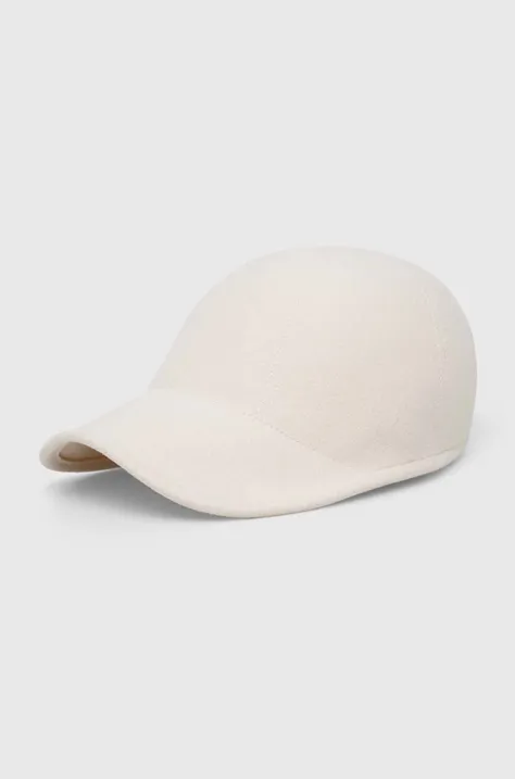 Шерстяная кепка MAX&Co. цвет бежевый однотонная 2416571036200