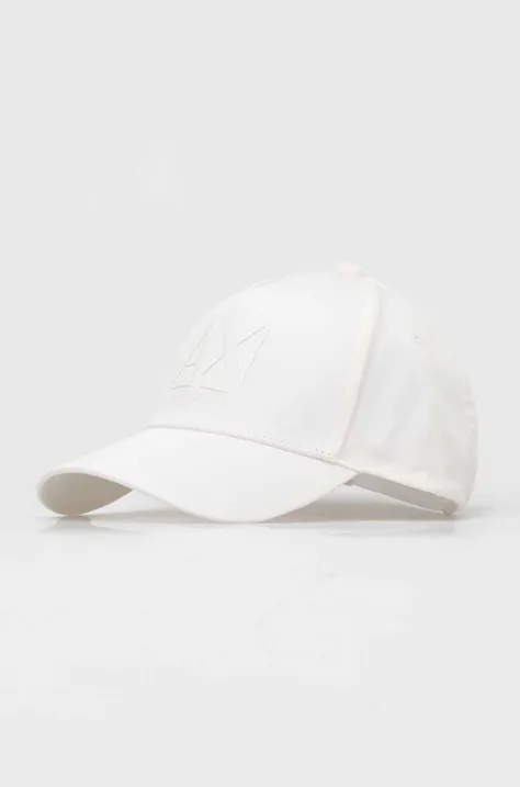 Bombažna bejzbolska kapa Armani Exchange bela barva