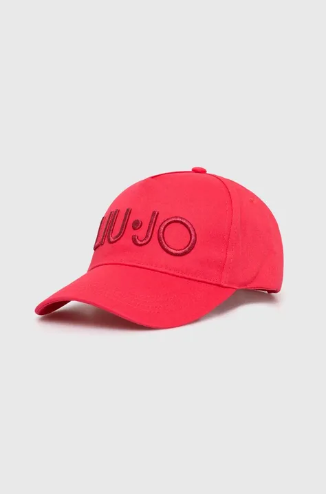 Хлопковая кепка Liu Jo цвет розовый с аппликацией
