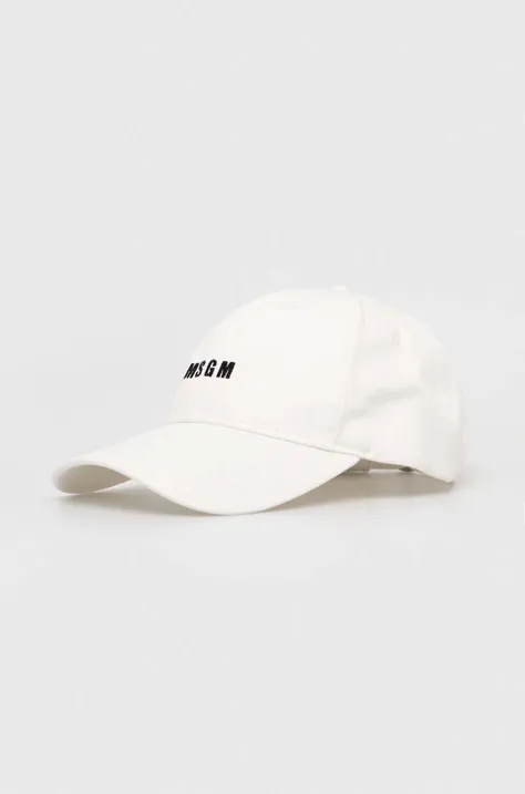 MSGM berretto da baseball in cotone colore bianco con applicazione
