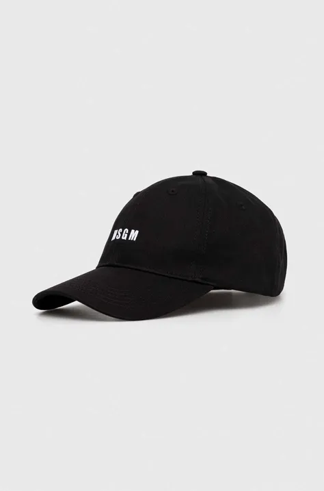 MSGM czapka z daszkiem bawełniana kolor czarny z aplikacją