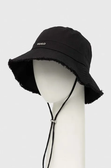 Bavlnený klobúk HUGO čierna farba,bavlnený,50508003