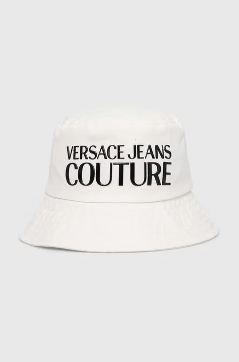 Bavlnený klobúk Versace Jeans Couture biela farba, bavlnený, 76HAZK04 ZG268