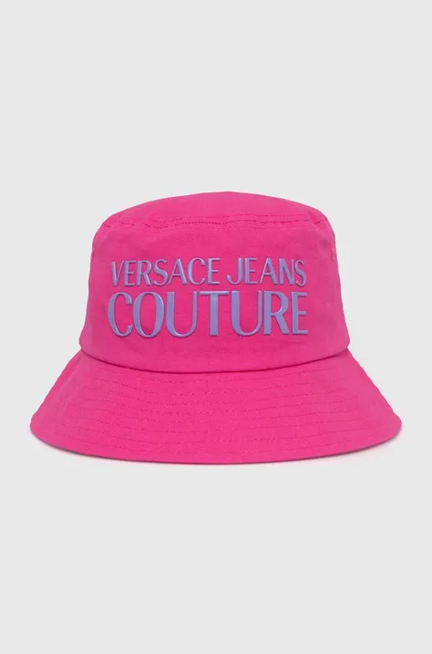 Bavlnený klobúk Versace Jeans Couture ružová farba, bavlnený, 76HAZK04 ZG268