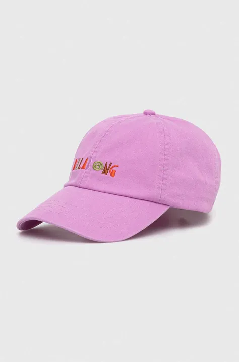 Хлопковая кепка Billabong цвет розовый с аппликацией