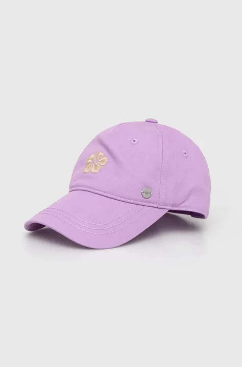 Βαμβακερό καπέλο του μπέιζμπολ Roxy χρώμα: μοβ