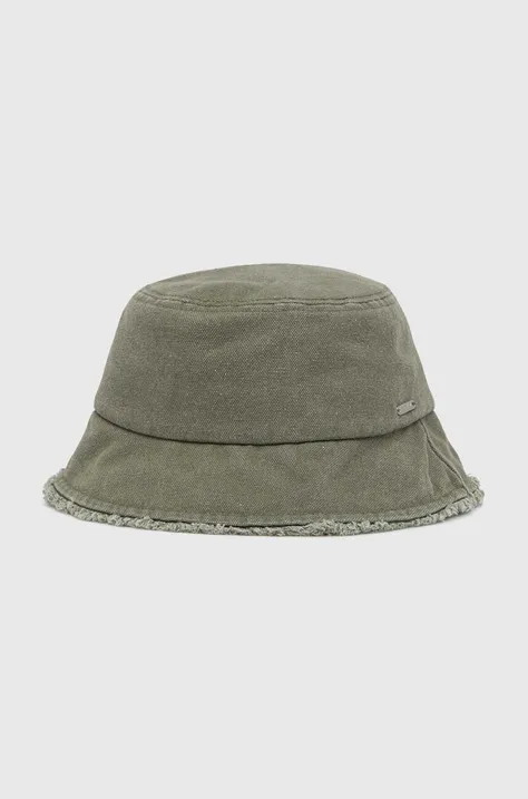 Bombažni klobuk Roxy zelena barva, ERJHA04254