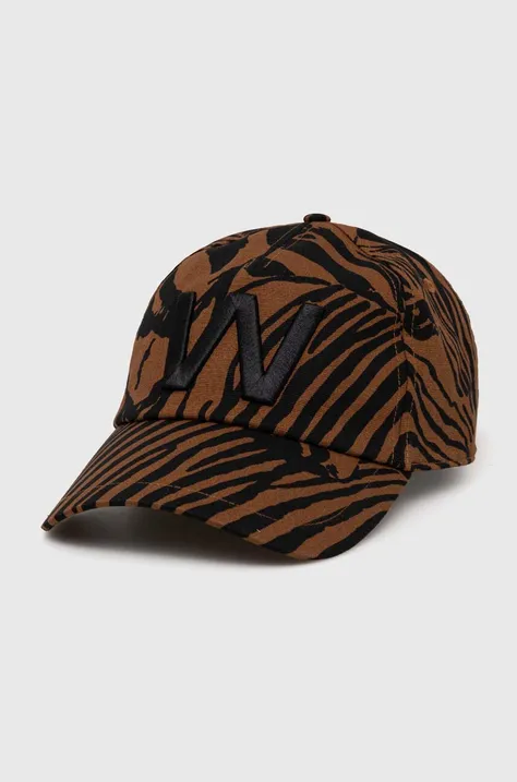 Weekend Max Mara czapka z daszkiem kolor brązowy wzorzysta 2415571075600