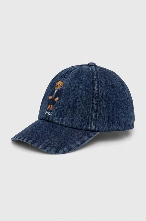 Polo Ralph Lauren czapka z daszkiem bawełniana kolor niebieski z aplikacją 211949925