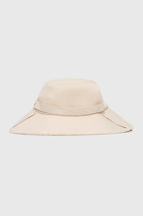 Bombažni klobuk Calvin Klein bež barva