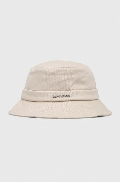 Шляпа из хлопка Calvin Klein цвет бежевый хлопковая