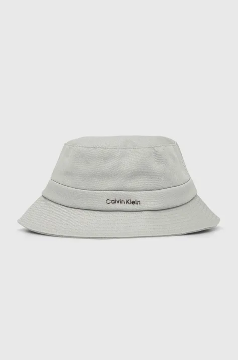 Bombažni klobuk Calvin Klein siva barva