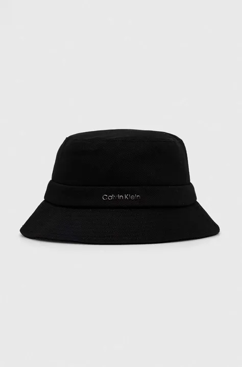 Bavlnený klobúk Calvin Klein čierna farba,bavlnený,K60K611872