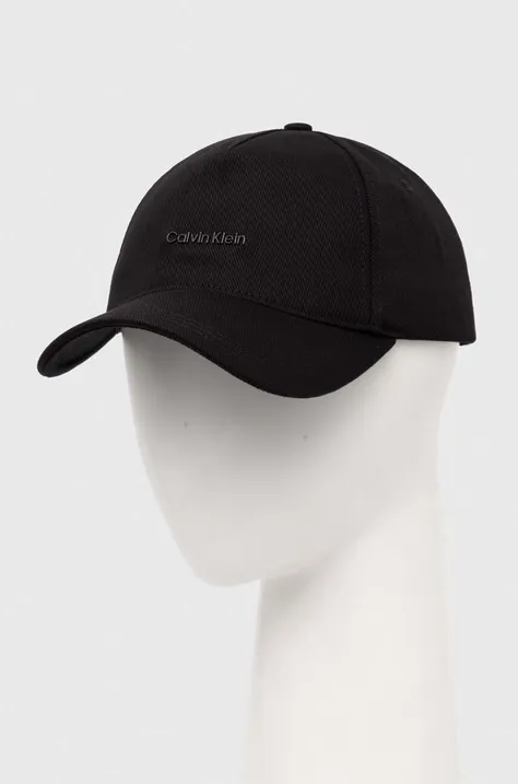 Хлопковая кепка Calvin Klein цвет чёрный с аппликацией