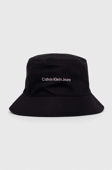 Bombažni klobuk Calvin Klein Jeans črna barva
