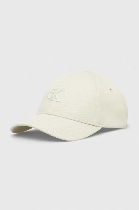 Βαμβακερό καπέλο του μπέιζμπολ Calvin Klein Jeans χρώμα: άσπρο