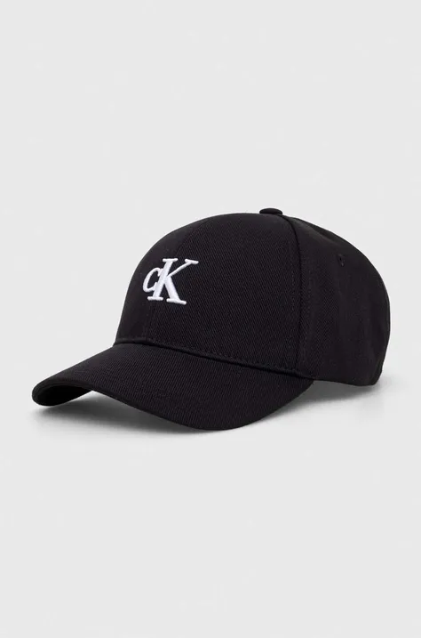 Βαμβακερό καπέλο του μπέιζμπολ Calvin Klein Jeans χρώμα: μαύρο