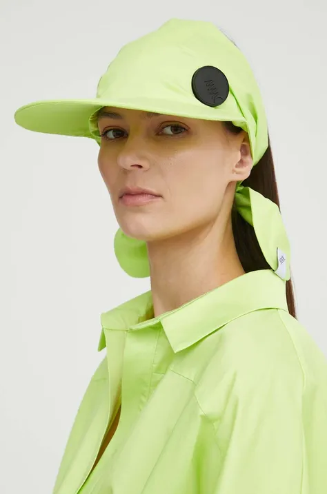 Памучна шапка с козирка MMC STUDIO в зелено с изчистен дизайн FELIA.HAT