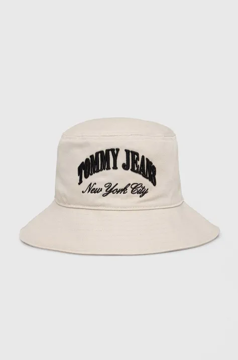 Шляпа из хлопка Tommy Jeans цвет бежевый хлопковый AW0AW15960