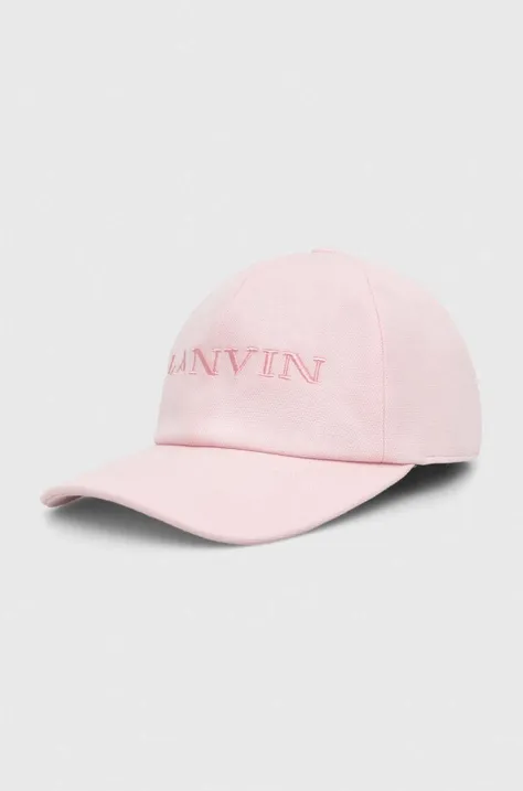 Pamučna kapa sa šiltom Lanvin boja: ružičasta, s aplikacijom