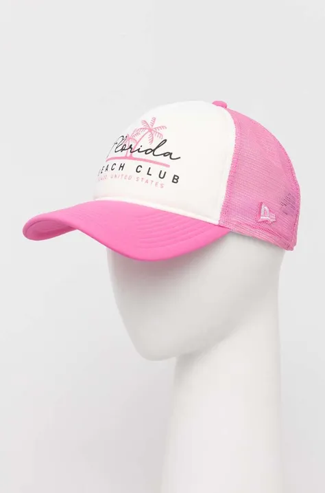 Baseballová čiapka New Era ružová farba, s potlačou