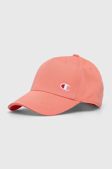 Хлопковая кепка Champion цвет розовый однотонная