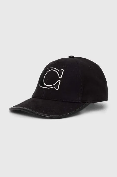 Bavlněná baseballová čepice Coach černá barva, s aplikací