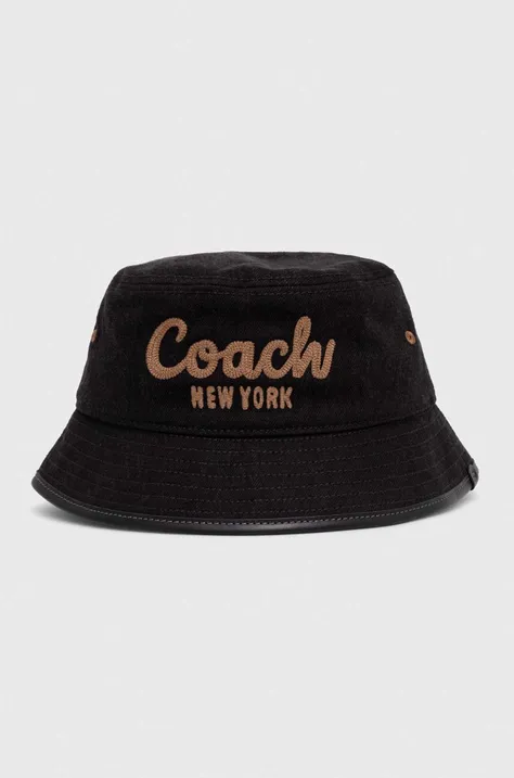 Džínsový klobúk Coach čierna farba
