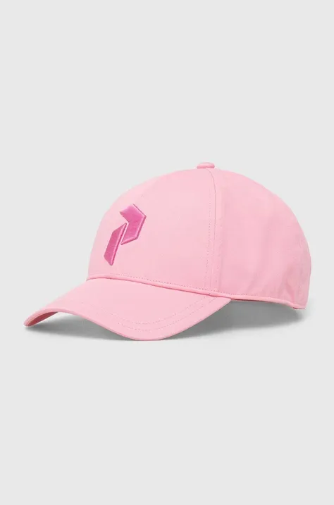Pamučna kapa sa šiltom Peak Performance boja: ružičasta, s aplikacijom