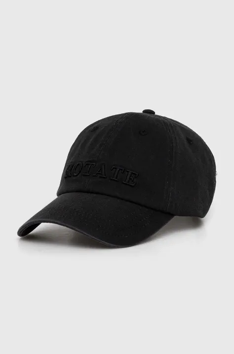 Βαμβακερό καπέλο του μπέιζμπολ Rotate χρώμα: μαύρο